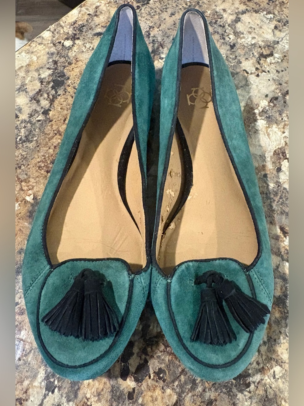 Green Suede Tassel Loafers - Women
